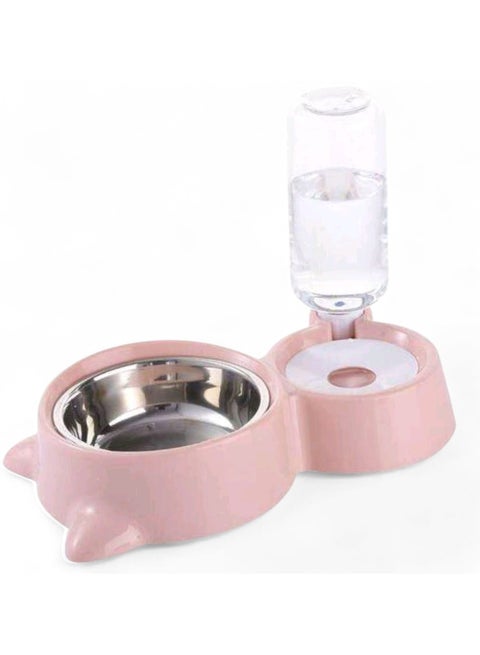 2-in-1 Dog and Cat Food Bowl with Spoon and Automatic Water Dispenser – Pet Food Bowls with Stable Base